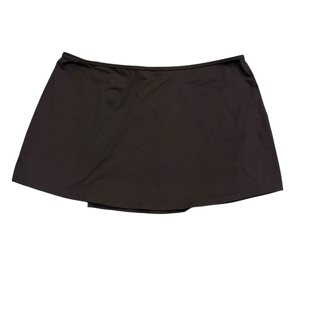 Michael Kors Womens Brown Swim Skirt Wrap Front Logo Hardware Size L